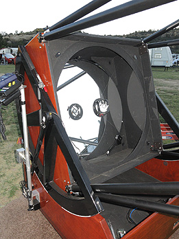 Mirror box showing boundary layer fan